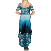 German Shepherd Christmas Family Matching Summer Maxi Dress and Hawaiian Shirt with Walking in a Wonderland Quote and Santa Forest - Wonder Print Shop