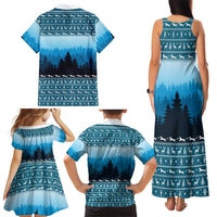 German Shepherd Christmas Family Matching Tank Maxi Dress and Hawaiian Shirt with Walking in a Wonderland Quote and Santa Forest - Wonder Print Shop