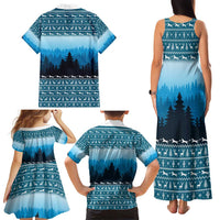 German Shepherd Christmas Family Matching Tank Maxi Dress and Hawaiian Shirt with Walking in a Wonderland Quote and Santa Forest - Wonder Print Shop