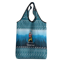 German Shepherd Christmas Grocery Bag with Walking in a Wonderland Quote and Santa Forest - Wonder Print Shop