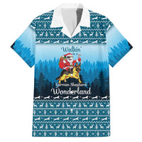 German Shepherd Christmas Hawaiian Shirt with Walking in a Wonderland Quote and Santa Forest - Wonder Print Shop