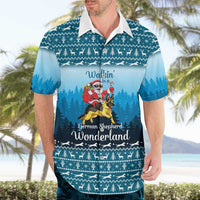 German Shepherd Christmas Hawaiian Shirt with Walking in a Wonderland Quote and Santa Forest - Wonder Print Shop