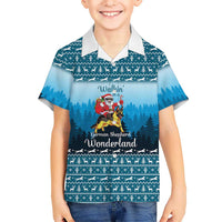 German Shepherd Christmas Hawaiian Shirt with Walking in a Wonderland Quote and Santa Forest - Wonder Print Shop