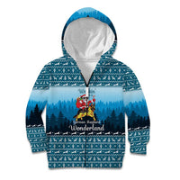 German Shepherd Christmas Kid Hoodie with Walking in a Wonderland Quote and Santa Forest - Wonder Print Shop
