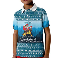 German Shepherd Christmas Kid Polo Shirt with Walking in a Wonderland Quote and Santa Forest - Wonder Print Shop