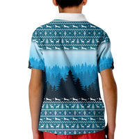 German Shepherd Christmas Kid Polo Shirt with Walking in a Wonderland Quote and Santa Forest - Wonder Print Shop