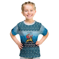 German Shepherd Christmas Kid T Shirt with Walking in a Wonderland Quote and Santa Forest - Wonder Print Shop
