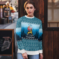 German Shepherd Christmas Ugly Christmas Sweater with Walking in a Wonderland Quote and Santa Forest - Wonder Print Shop
