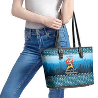 German Shepherd Christmas Leather Tote Bag with Walking in a Wonderland Quote and Santa Forest - Wonder Print Shop