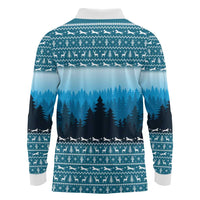 German Shepherd Christmas Long Sleeve Polo Shirt with Walking in a Wonderland Quote and Santa Forest - Wonder Print Shop