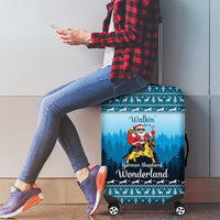 German Shepherd Christmas Luggage Cover with Walking in a Wonderland Quote and Santa Forest - Wonder Print Shop