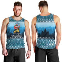 German Shepherd Christmas Men Tank Top with Walking in a Wonderland Quote and Santa Forest - Wonder Print Shop