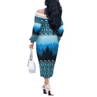 German Shepherd Christmas Off The Shoulder Long Sleeve Dress with Walking in a Wonderland Quote and Santa Forest - Wonder Print Shop