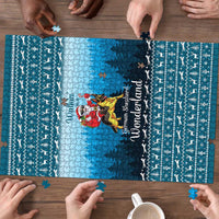 German Shepherd Christmas Puzzle with Walking in a Wonderland Quote and Santa Forest - Wonder Print Shop