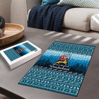 German Shepherd Christmas Puzzle with Walking in a Wonderland Quote and Santa Forest - Wonder Print Shop