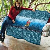 German Shepherd Christmas Quilt with Walking in a Wonderland Quote and Santa Forest - Wonder Print Shop