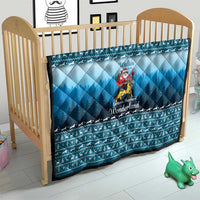 German Shepherd Christmas Quilt with Walking in a Wonderland Quote and Santa Forest - Wonder Print Shop