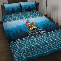 German Shepherd Christmas Quilt Bed Set with Walking in a Wonderland Quote and Santa Forest - Wonder Print Shop