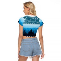 German Shepherd Christmas Raglan Cropped T Shirt with Walking in a Wonderland Quote and Santa Forest - Wonder Print Shop