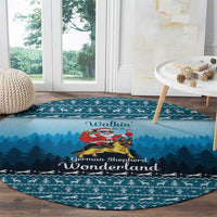 German Shepherd Christmas Round Carpet with Walking in a Wonderland Quote and Santa Forest - Wonder Print Shop