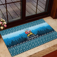 German Shepherd Christmas Rubber Doormat with Walking in a Wonderland Quote and Santa Forest - Wonder Print Shop