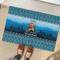 German Shepherd Christmas Rubber Doormat with Walking in a Wonderland Quote and Santa Forest - Wonder Print Shop