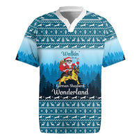 German Shepherd Christmas Rugby Jersey with Walking in a Wonderland Quote and Santa Forest - Wonder Print Shop