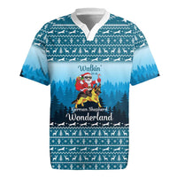 German Shepherd Christmas Rugby Jersey with Walking in a Wonderland Quote and Santa Forest - Wonder Print Shop