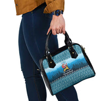 German Shepherd Christmas Shoulder Handbag with Walking in a Wonderland Quote and Santa Forest - Wonder Print Shop