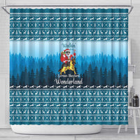German Shepherd Christmas Shower Curtain with Walking in a Wonderland Quote and Santa Forest - Wonder Print Shop