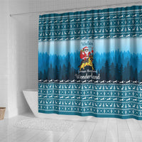 German Shepherd Christmas Shower Curtain with Walking in a Wonderland Quote and Santa Forest - Wonder Print Shop