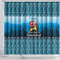 German Shepherd Christmas Shower Curtain with Walking in a Wonderland Quote and Santa Forest - Wonder Print Shop