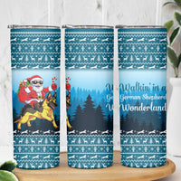 German Shepherd Christmas Skinny Tumbler with Walking in a Wonderland Quote and Santa Forest - Wonder Print Shop