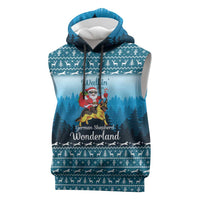 German Shepherd Christmas Sleeveless Hoodie with Walking in a Wonderland Quote and Santa Forest - Wonder Print Shop
