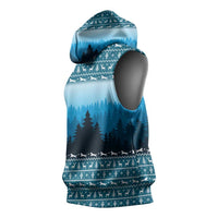 German Shepherd Christmas Sleeveless Hoodie with Walking in a Wonderland Quote and Santa Forest - Wonder Print Shop