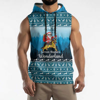 German Shepherd Christmas Sleeveless Hoodie with Walking in a Wonderland Quote and Santa Forest - Wonder Print Shop
