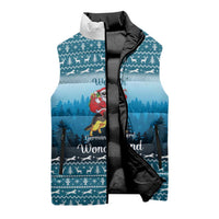 German Shepherd Christmas Sleeveless Puffer Jacket with Walking in a Wonderland Quote and Santa Forest - Wonder Print Shop