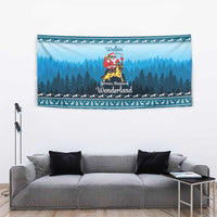 German Shepherd Christmas Tapestry with Walking in a Wonderland Quote and Santa Forest - Wonder Print Shop