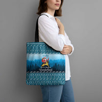 German Shepherd Christmas Tote Bag with Walking in a Wonderland Quote and Santa Forest - Wonder Print Shop