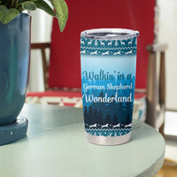 German Shepherd Christmas Tumbler Cup with Walking in a Wonderland Quote and Santa Forest - Wonder Print Shop