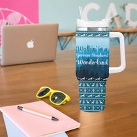 German Shepherd Christmas Tumbler With Handle with Walking in a Wonderland Quote and Santa Forest - Wonder Print Shop