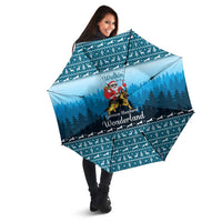 German Shepherd Christmas Umbrella with Walking in a Wonderland Quote and Santa Forest - Wonder Print Shop
