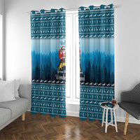 German Shepherd Christmas Window Curtain with Walking in a Wonderland Quote and Santa Forest - Wonder Print Shop
