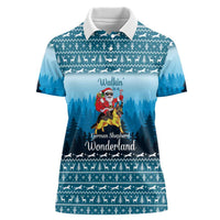 German Shepherd Christmas Women Polo Shirt with Walking in a Wonderland Quote and Santa Forest - Wonder Print Shop