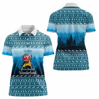 German Shepherd Christmas Women Polo Shirt with Walking in a Wonderland Quote and Santa Forest - Wonder Print Shop
