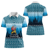 German Shepherd Christmas Women Polo Shirt with Walking in a Wonderland Quote and Santa Forest - Wonder Print Shop
