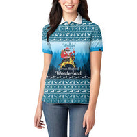 German Shepherd Christmas Women Polo Shirt with Walking in a Wonderland Quote and Santa Forest - Wonder Print Shop