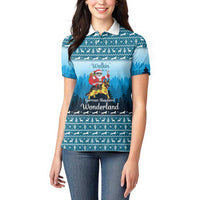German Shepherd Christmas Women Polo Shirt with Walking in a Wonderland Quote and Santa Forest - Wonder Print Shop