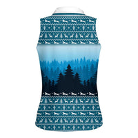 German Shepherd Christmas Women Sleeveless Polo Shirt with Walking in a Wonderland Quote and Santa Forest - Wonder Print Shop