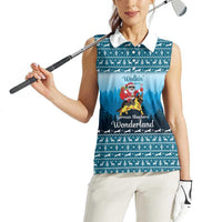 German Shepherd Christmas Women Sleeveless Polo Shirt with Walking in a Wonderland Quote and Santa Forest - Wonder Print Shop